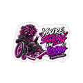 “You’re Staring I’m Living” Die-cut Wheelchair Pride Sticker (Neon Pink & Purple)