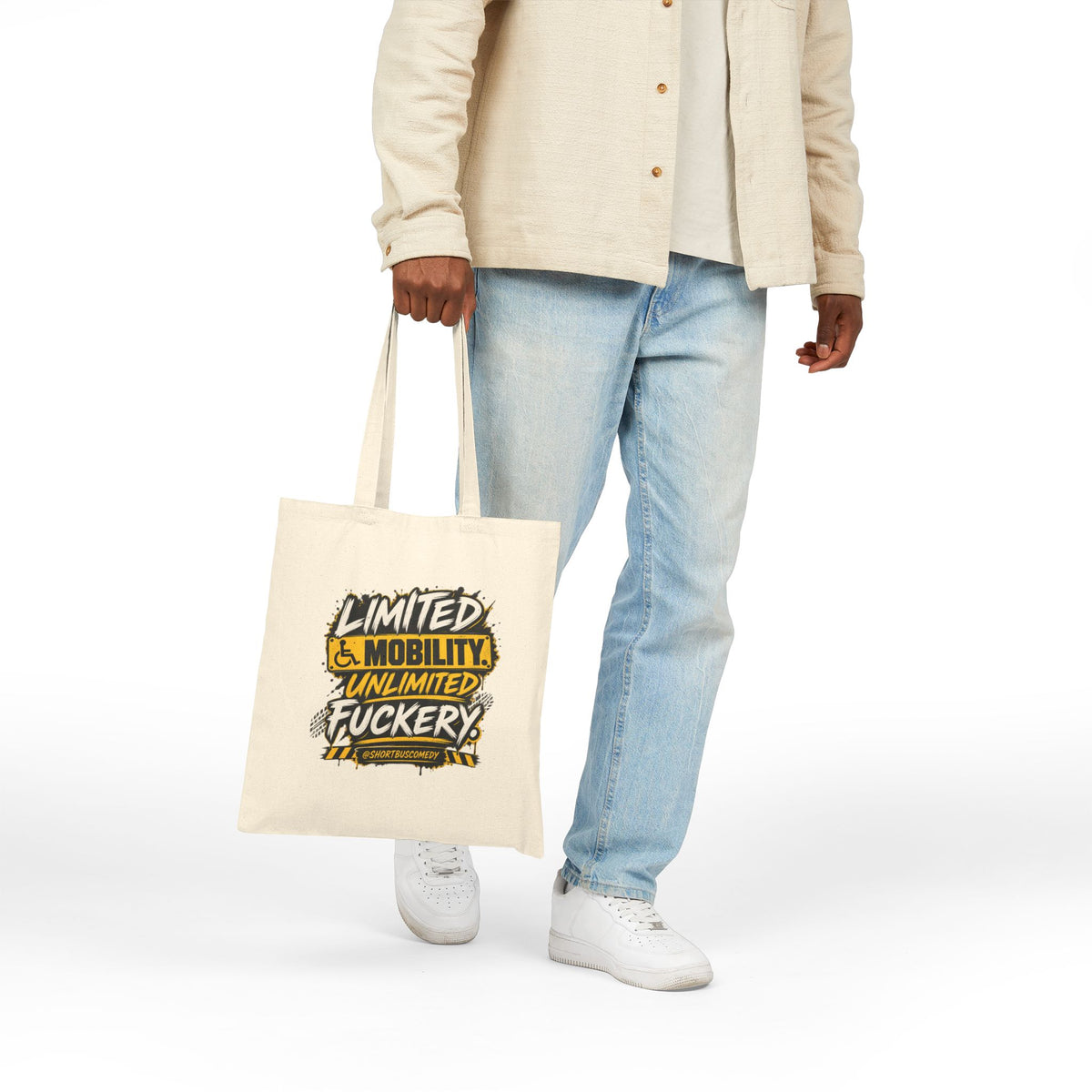 Limited Mobility. Unlimited Fuckery. — Short Bus Comedy Canvas Tote
