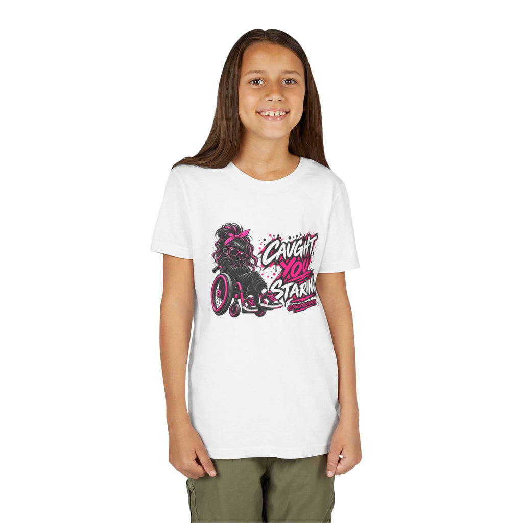 Youth Tee — "Caught You Staring" Wheelchair Pride Graphic