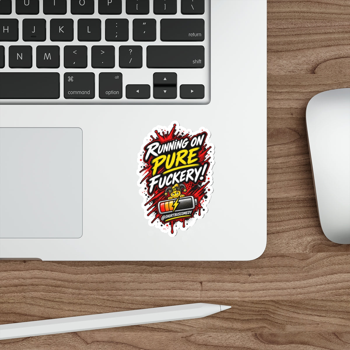 Running on Pure Fuckery — Short Bus Comedy Sticker