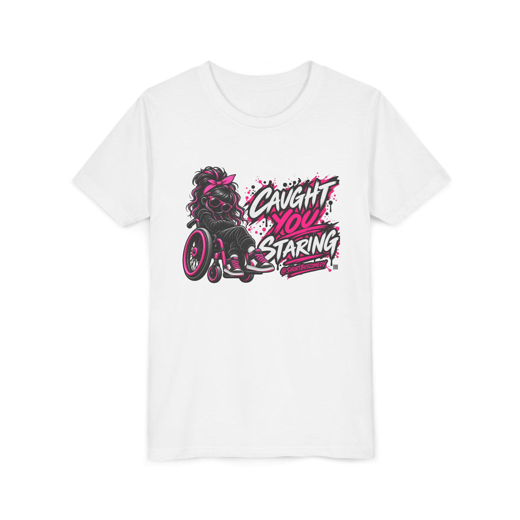 Youth Tee — "Caught You Staring" Wheelchair Pride Graphic