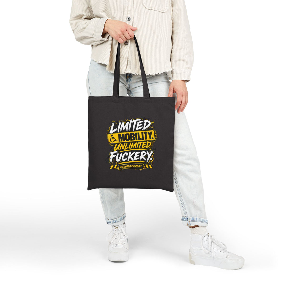Limited Mobility. Unlimited Fuckery. — Short Bus Comedy Canvas Tote