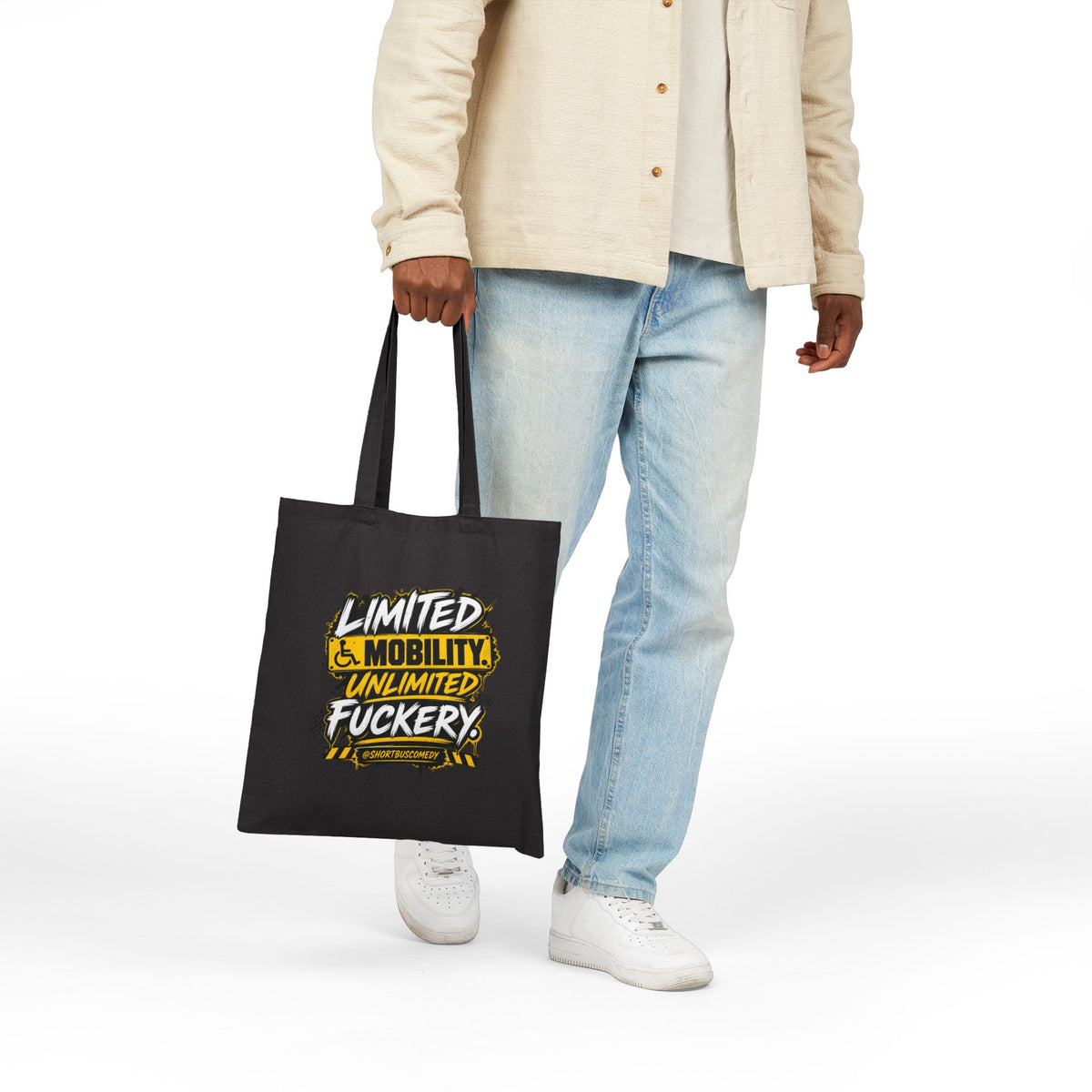 Limited Mobility. Unlimited Fuckery. — Short Bus Comedy Canvas Tote