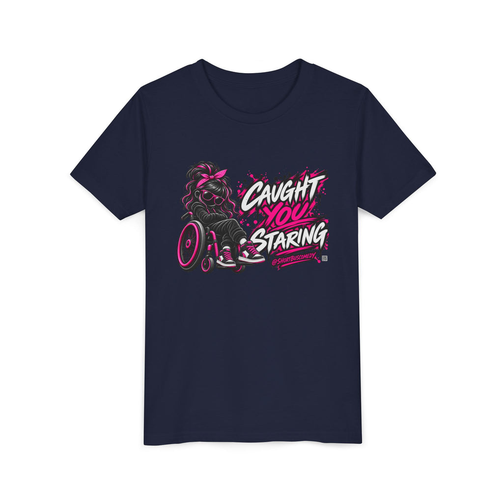 Youth Tee — "Caught You Staring" Wheelchair Pride Graphic