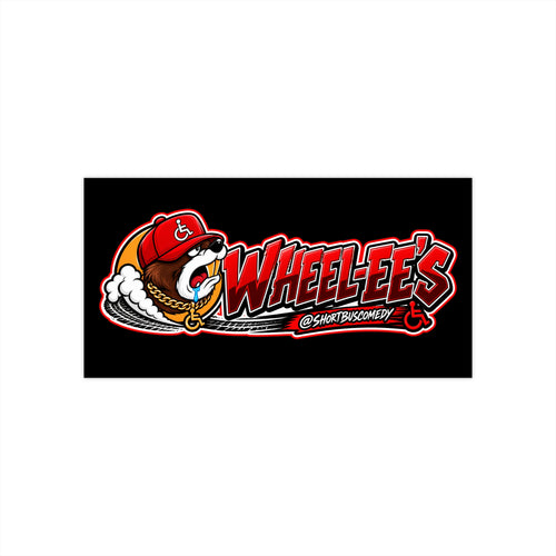 WHEEL-EE’S Red Bumper Sticker — Short Bus Comedy